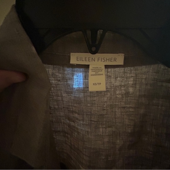 Eileen Fisher Mocha Brown Linen Button-Up Shirt - Picture 5 of 7